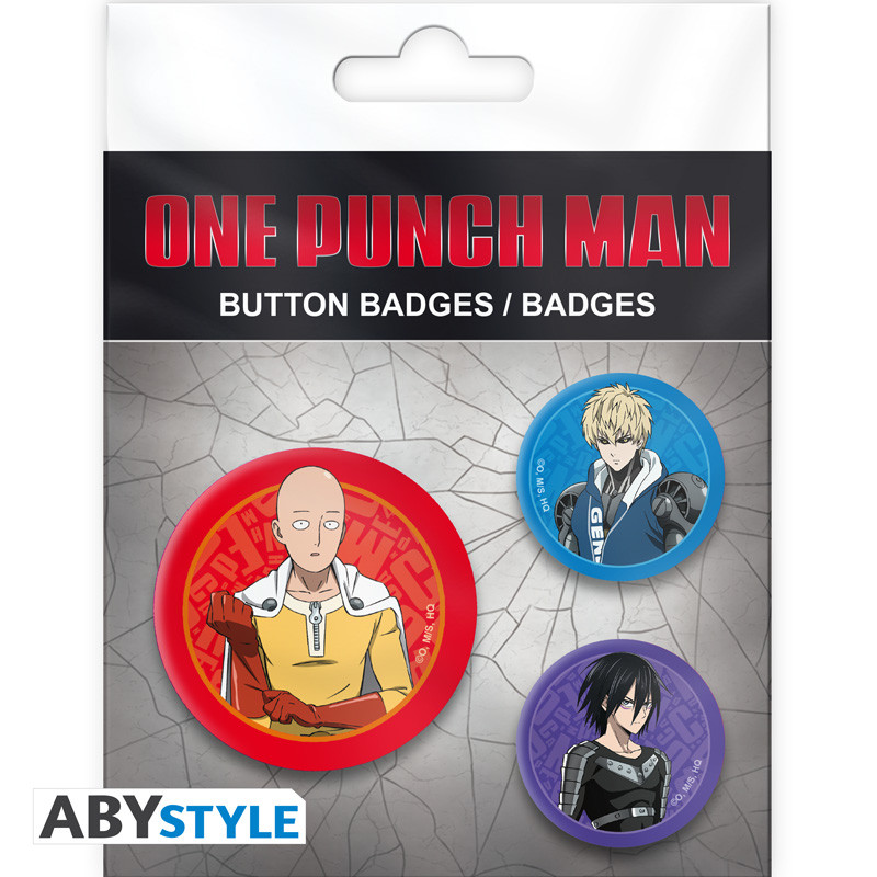 One-Punch Man: Button Set Saitama, Genos & Sonic Abzeichen, Knopf, Abzeichen, One Punch Man, runder Abzeichen