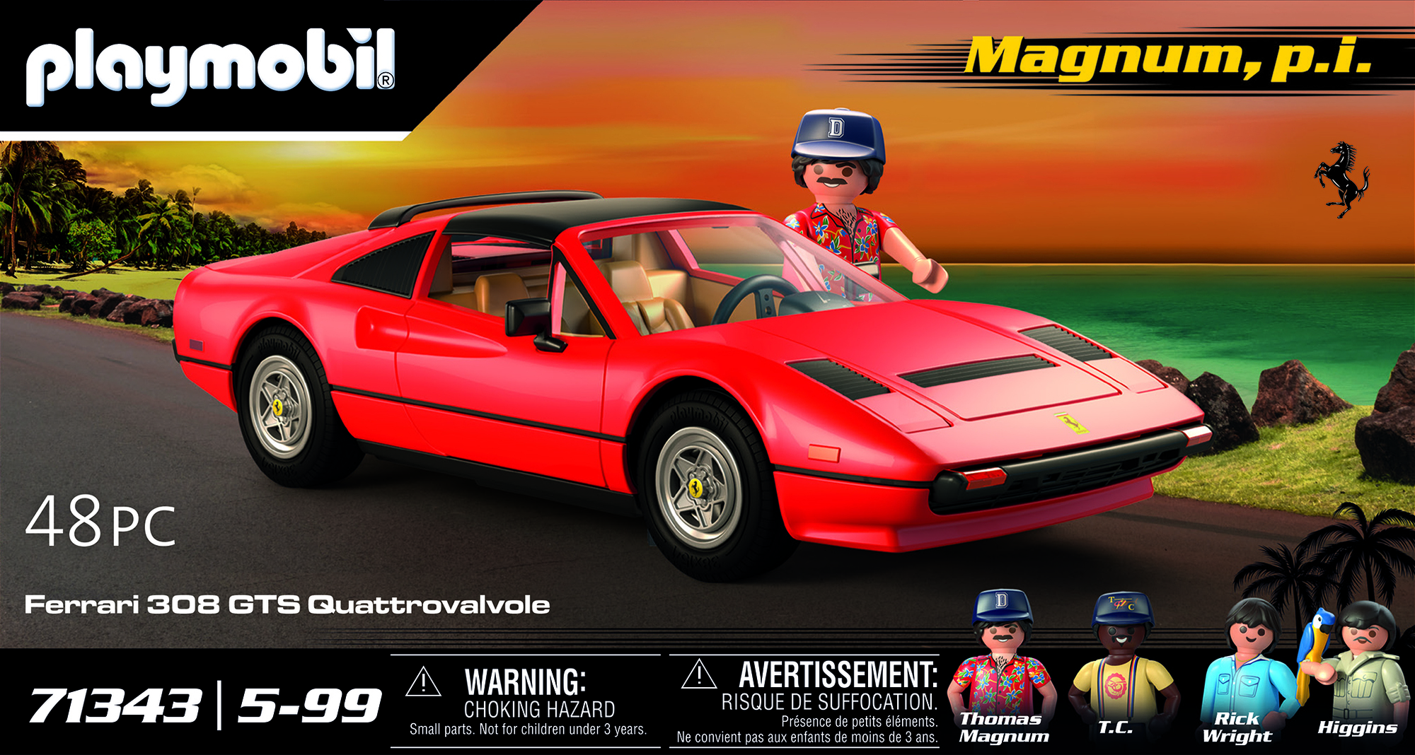 Ferrari 308 GTS, roter Sportwagen, Cabriolet, Playmobil-Set, 48 PC