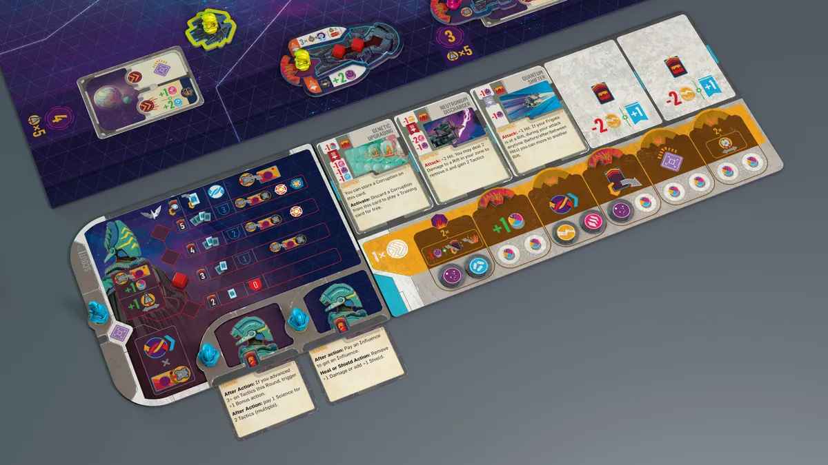 Brettspiel, Spielbrett, Kartendeck, Miniaturen, Token