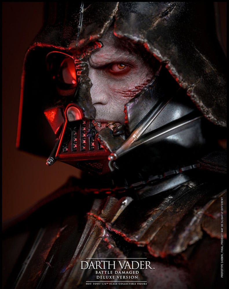 Star Wars AF: Darth Vader (Battle Damaged) Deluxe 35cm Darth Vader, Maske, Rüstung, rote Augen, kampf beschädigt
