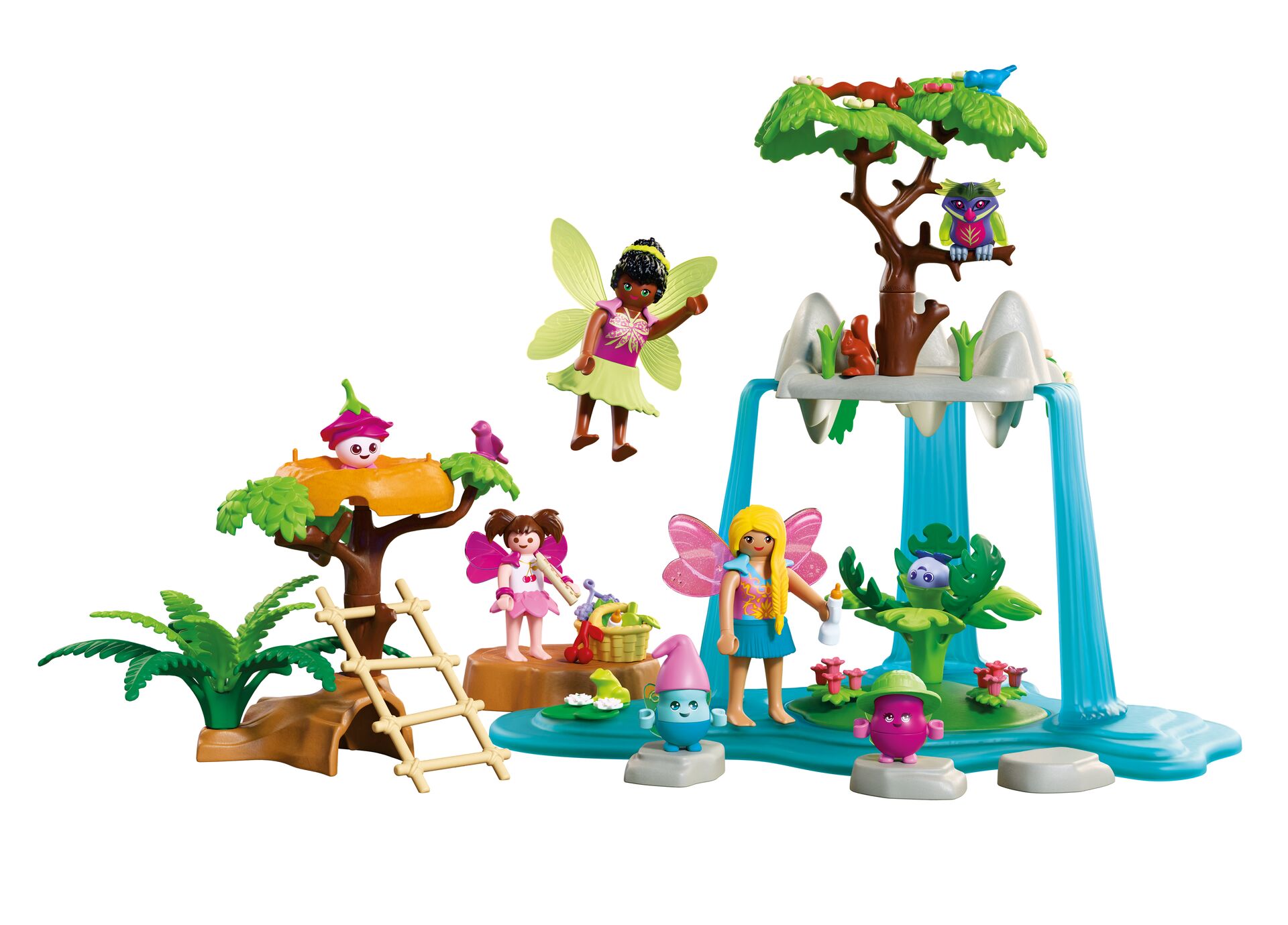 Playmobil: Fantasy & Magic - Magischer Treffpunkt Spielzeugwelt, Fantasiefiguren, Feen, Wasserfall Spielset, Baumhaus