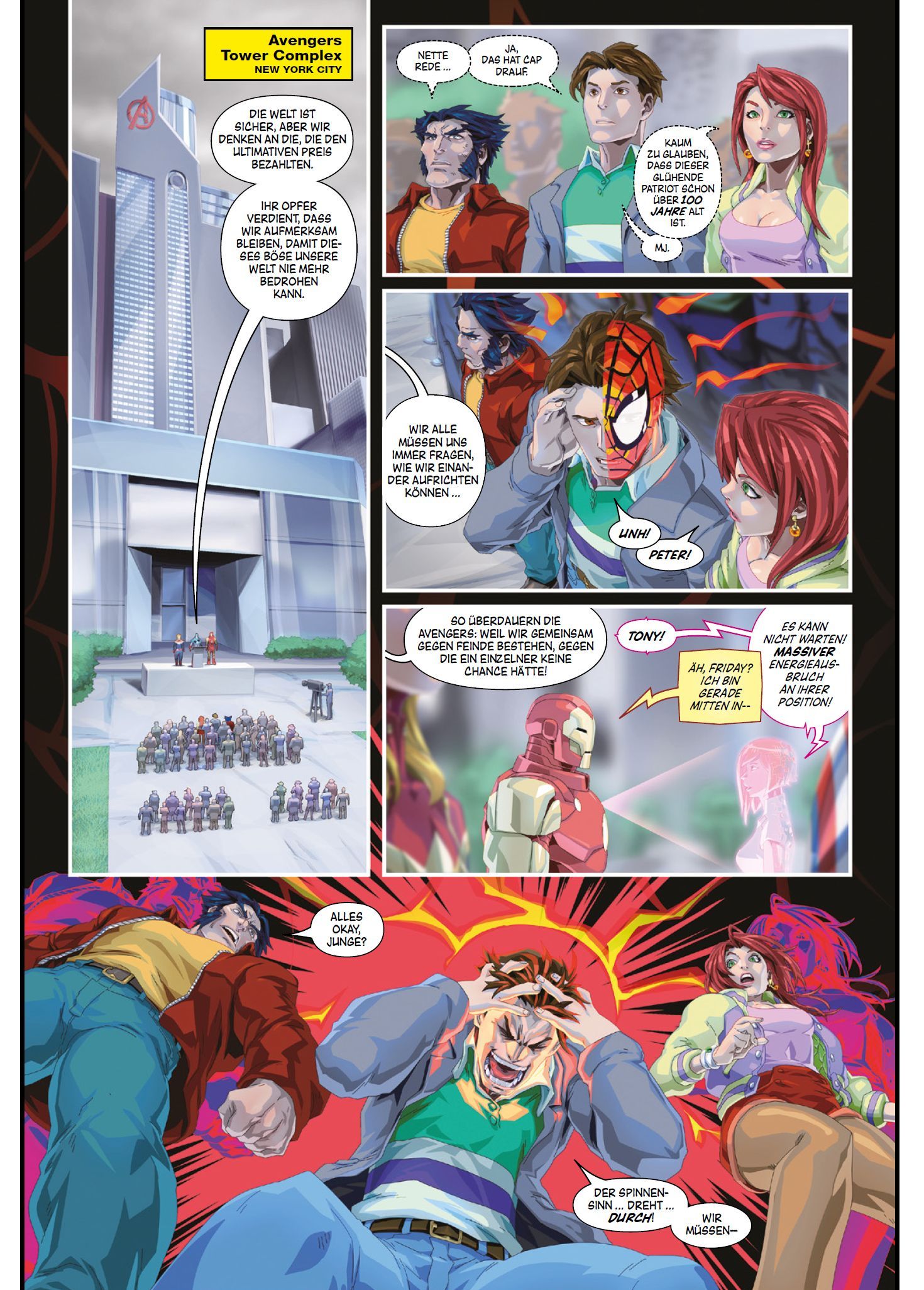 Comic, Superhelden, Avengers, Stadt, Team