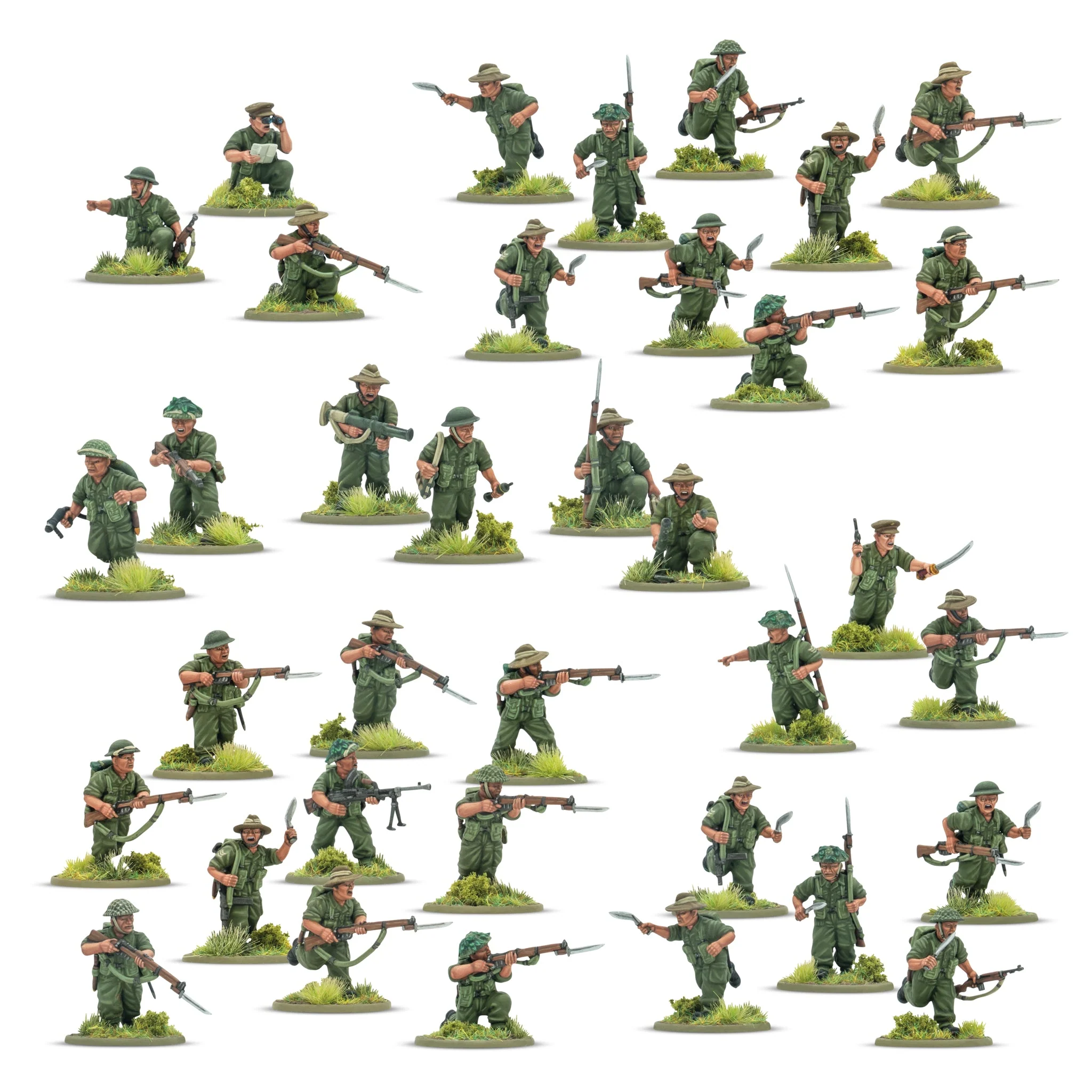 Bolt Action: British - Gurkha infantry platoon Miniaturfigur, Soldat, Figuren, Militaria, grüne Uniform