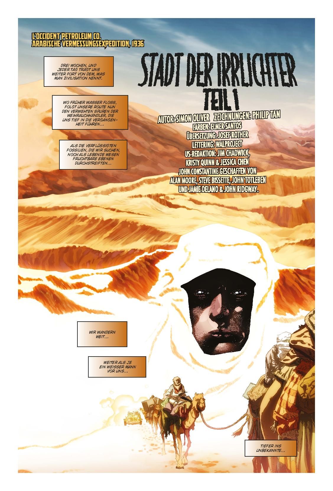 Wüstenlandschaft, Maskenfigur, Kamelkarawane, Comic Panels, Wüstenexpedition