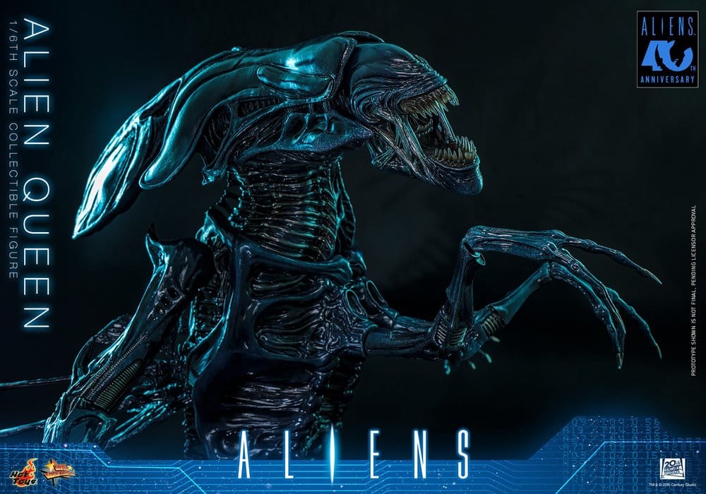 Alien-Figur, Xenomorph, Biomechanisch, Dunkelblau, Poster Art