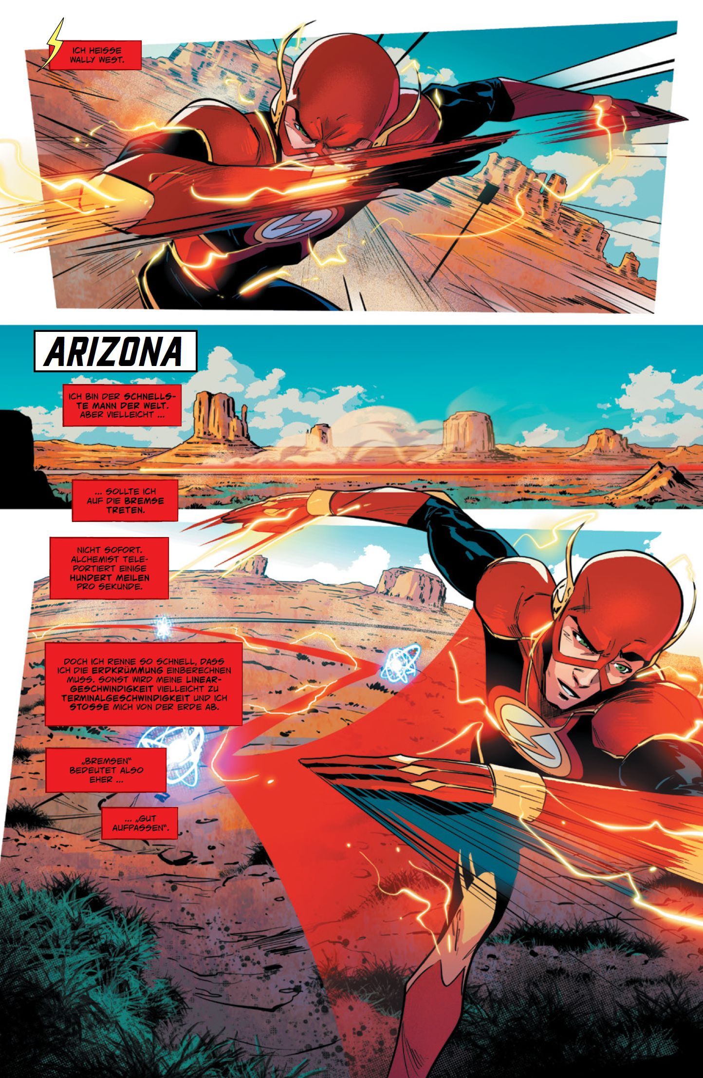 Superhero, Comic, Roter Anzug, Blitzkraft, Wüstenlandschaft