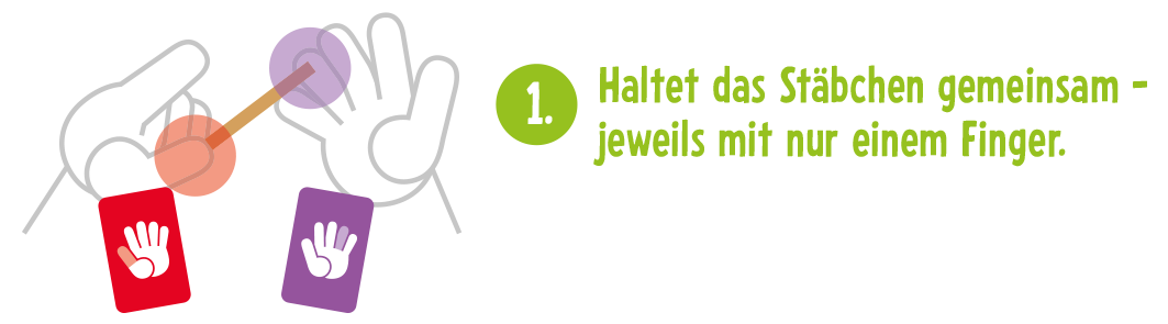 Geschicklichkeitsspiel, Holzstäbchen, Spielkarten, Handzeichen