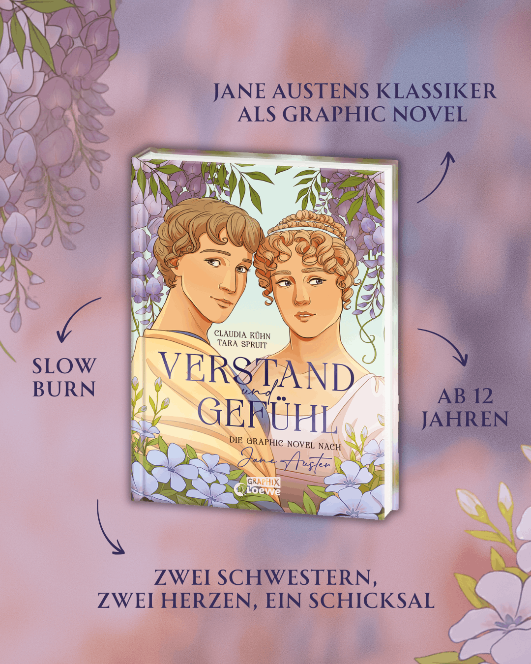 Graphic novel, Buchumschlag, Young adult, Blütenmuster, Zwei Personen Portrait