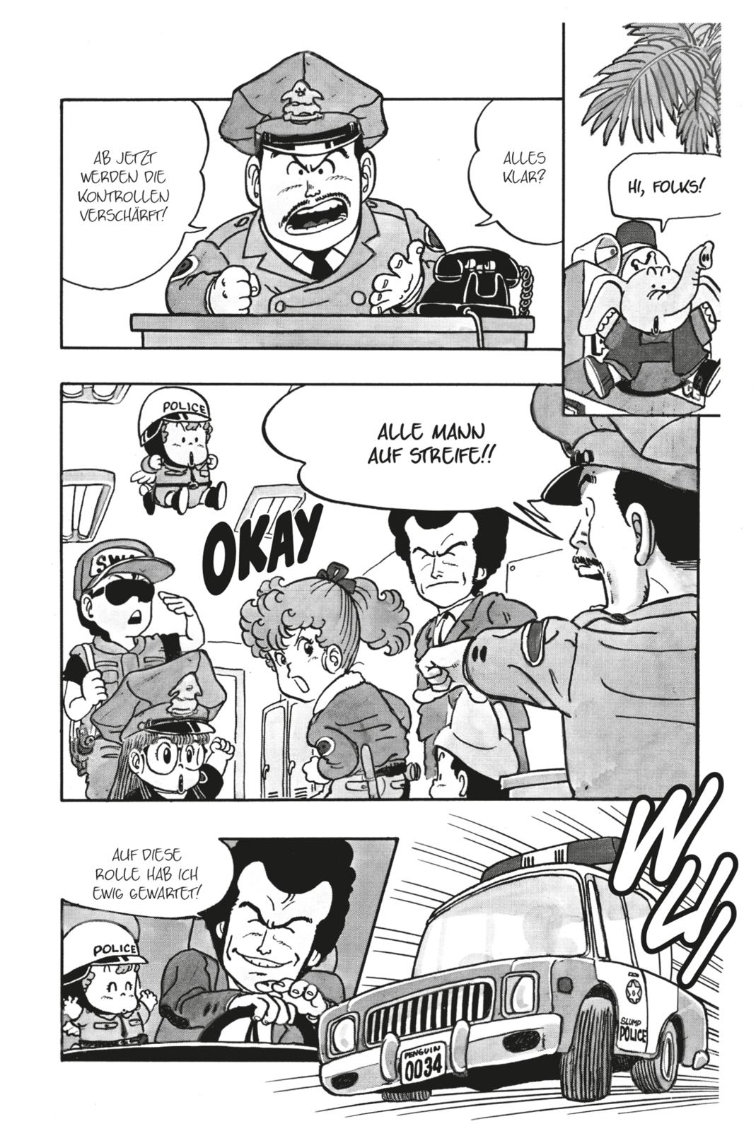 Dr. Slump Massiv Bd.3 polizei, polizeiwagen, kartonisch, komik, menschenmenge