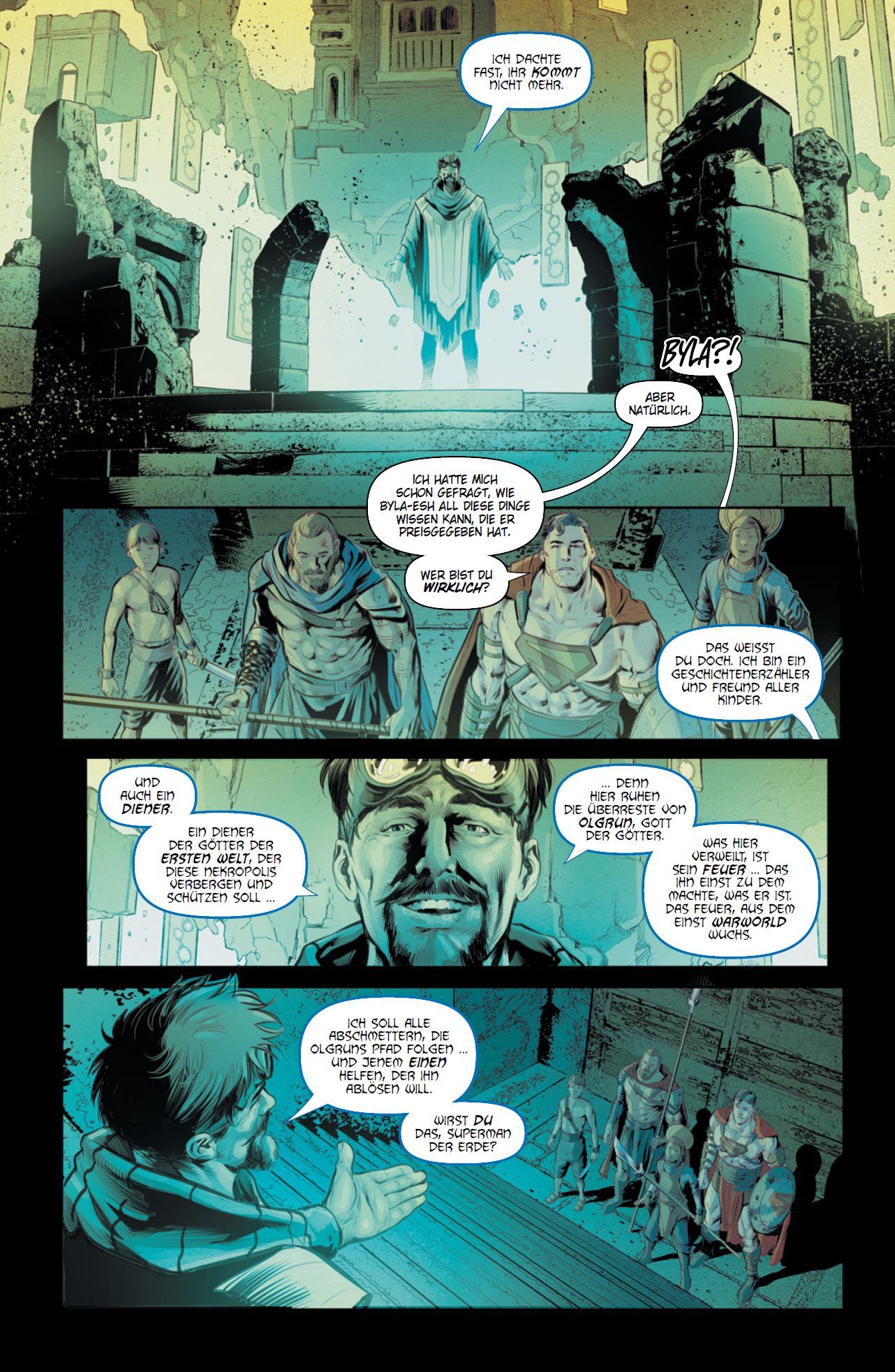 Superman Action Comics Bd.4: Die Schlacht um Warworld comic, seite, panel, charaktere, dialog