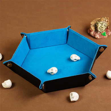 Velvet Leatherette Hex Dice Tray Blue Hex Velvet Leatherette Hex Dice Tray Blue Hex