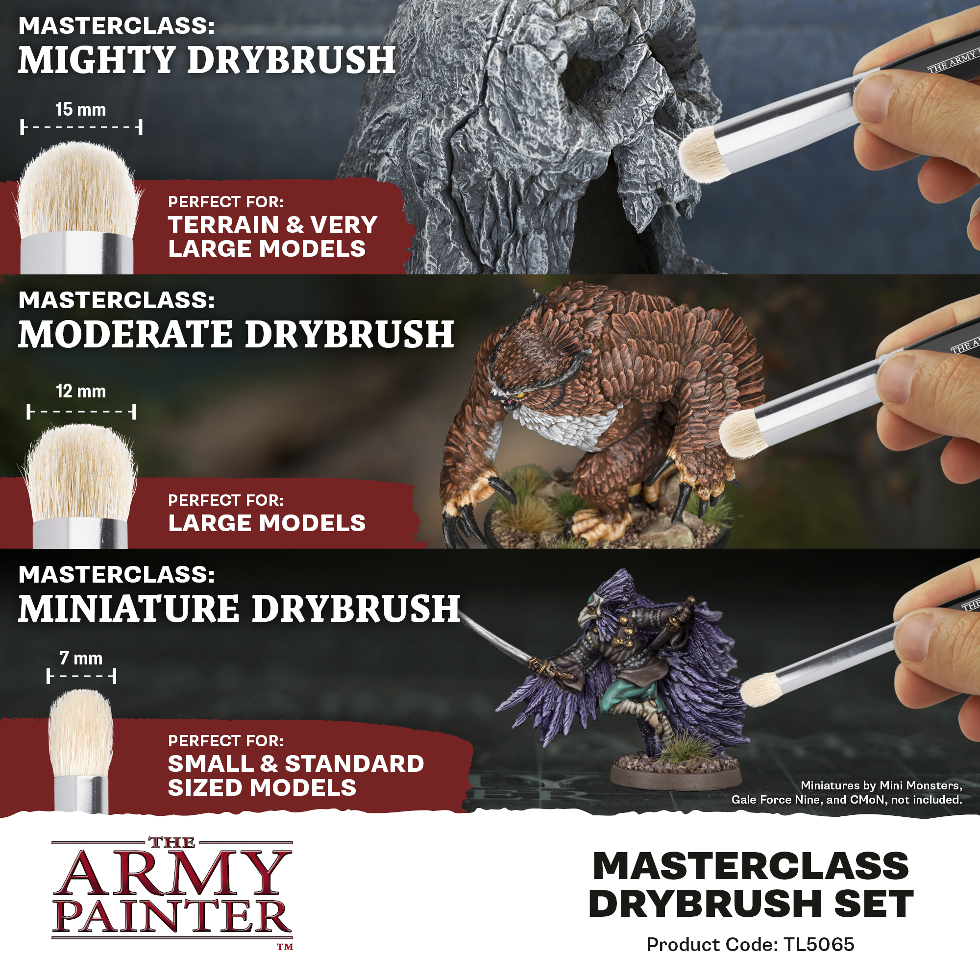 Army Painter: Masterclass Drybrush Set Trockendurchschliff, Modellierung, Pinsel, Miniatur, Set