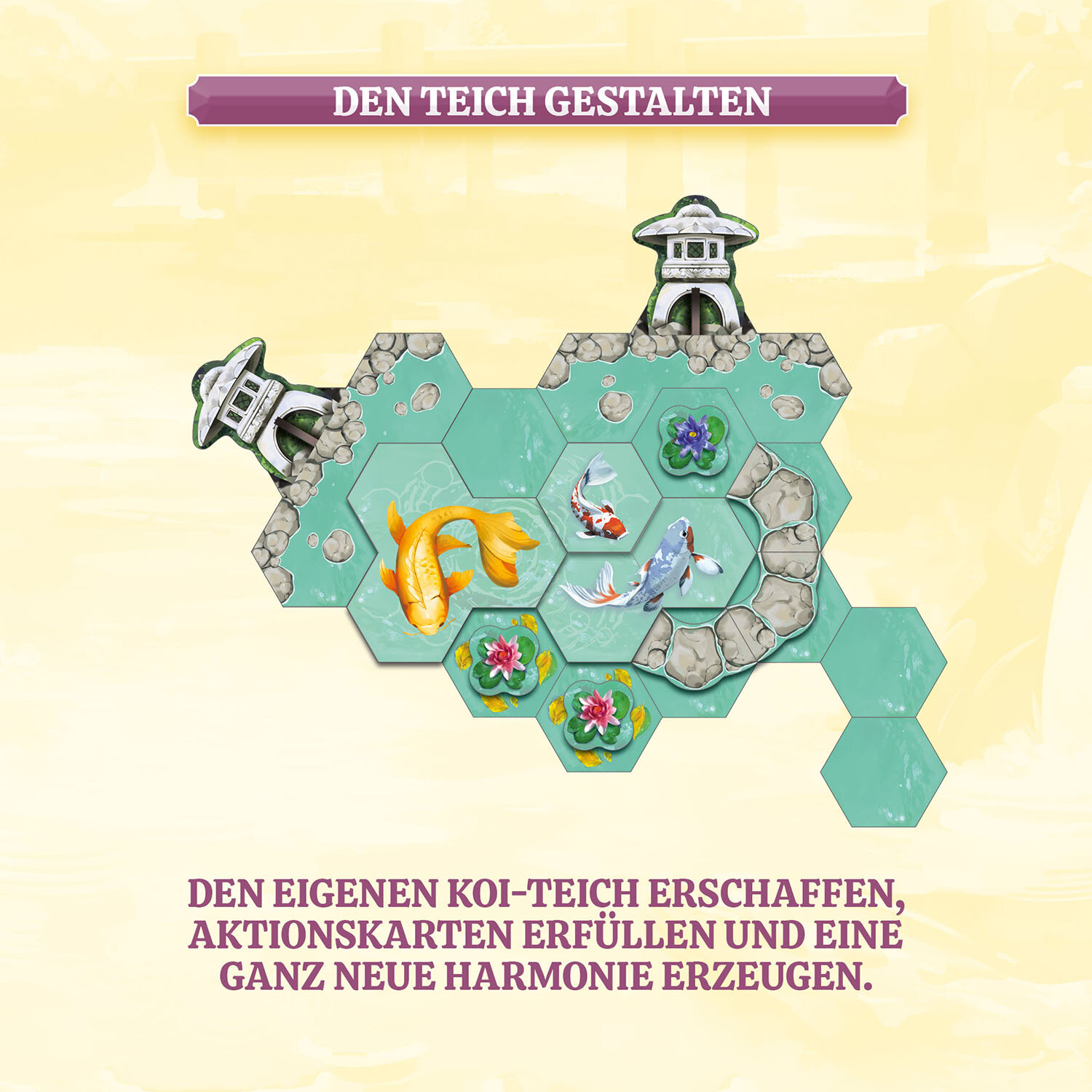 Koi-Teich, Koi, Teich, Steine, Pflanzen