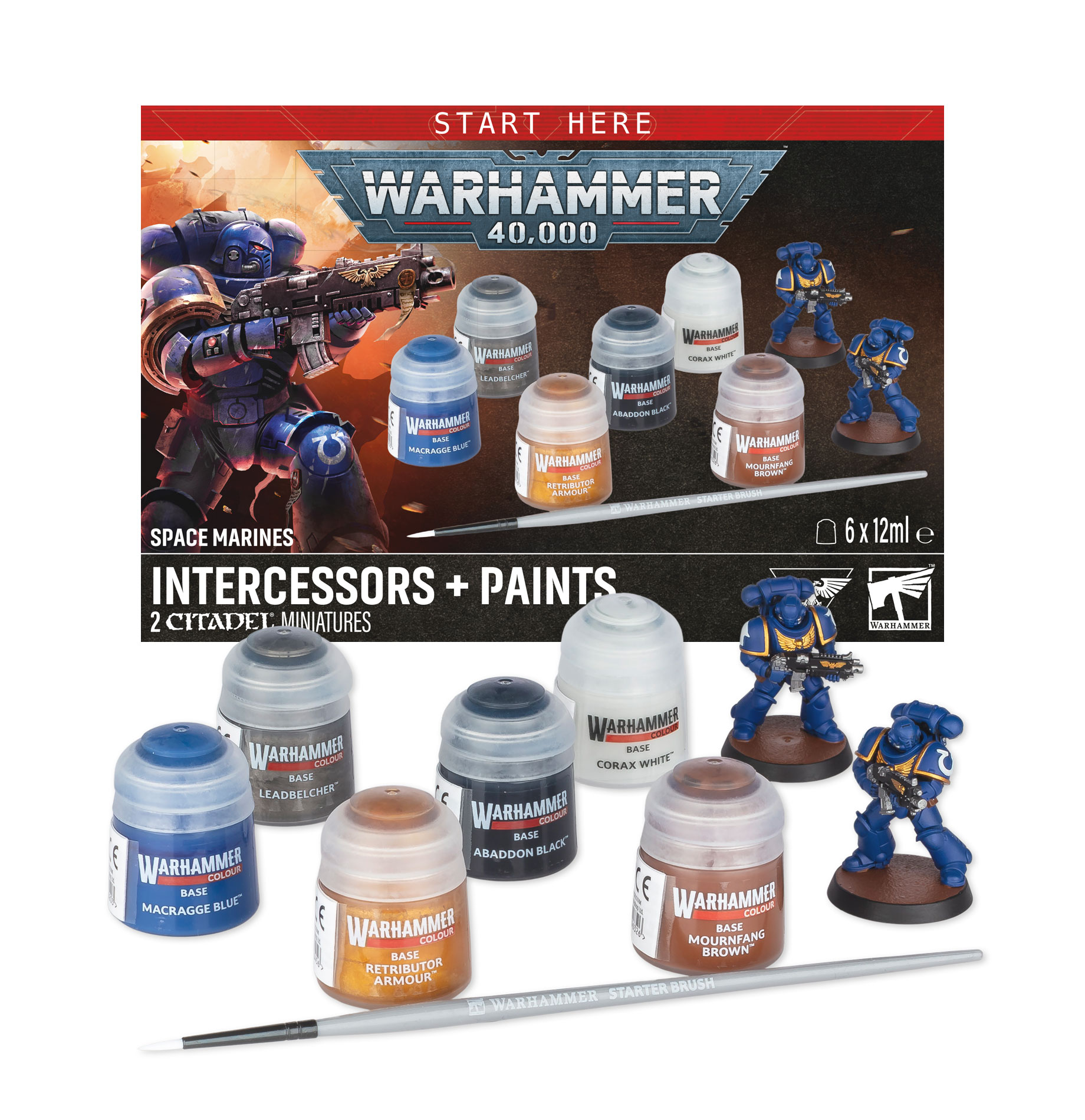 Warhammer 40K: Space Marines + Paints Miniatur, paints, Space Marines, Starterset, Warhammer 40.000