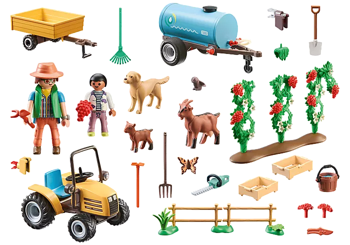 Playmobil: Bauernhof - Traktor mit Anhänger und Wassertank