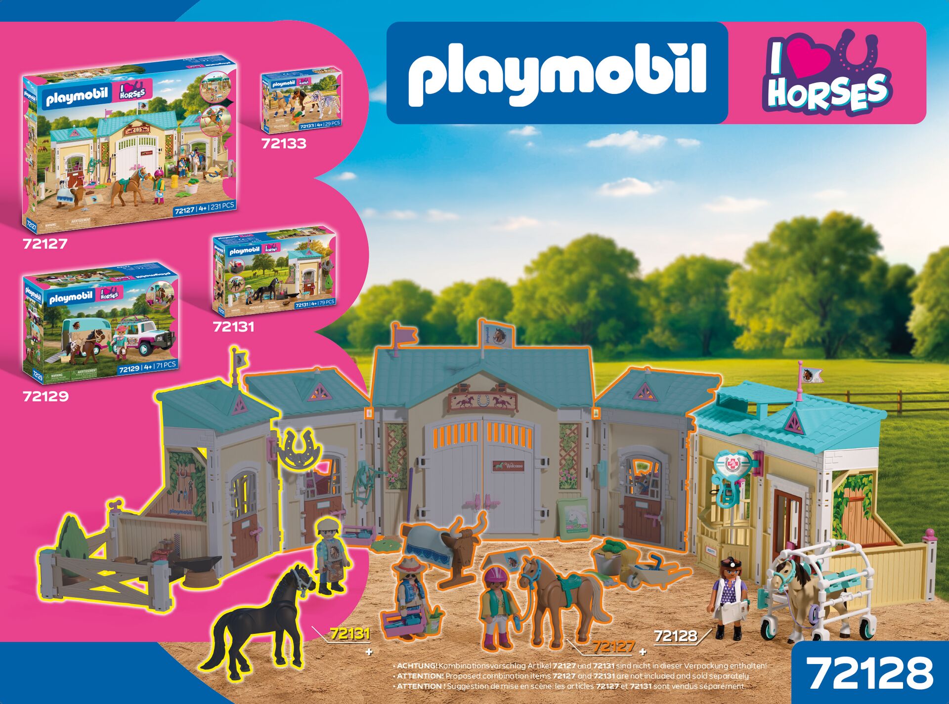 Playmobil Pferdehof, Pferdehof Spielset, Pferde und Zaun, Figuren und Pferde, Reiterhof