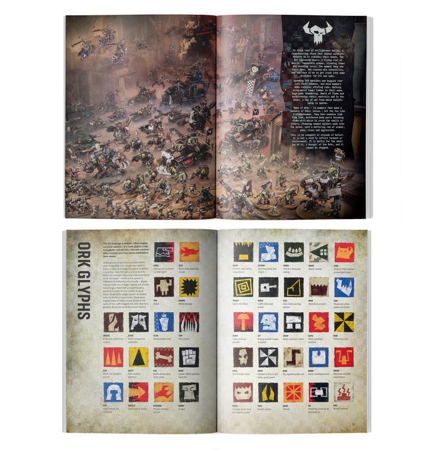 Warhammer 40K: Codex - Orks engl. miniature, kriegsminiatur, tabletop-armee, modellfiguren, orl-glyphen