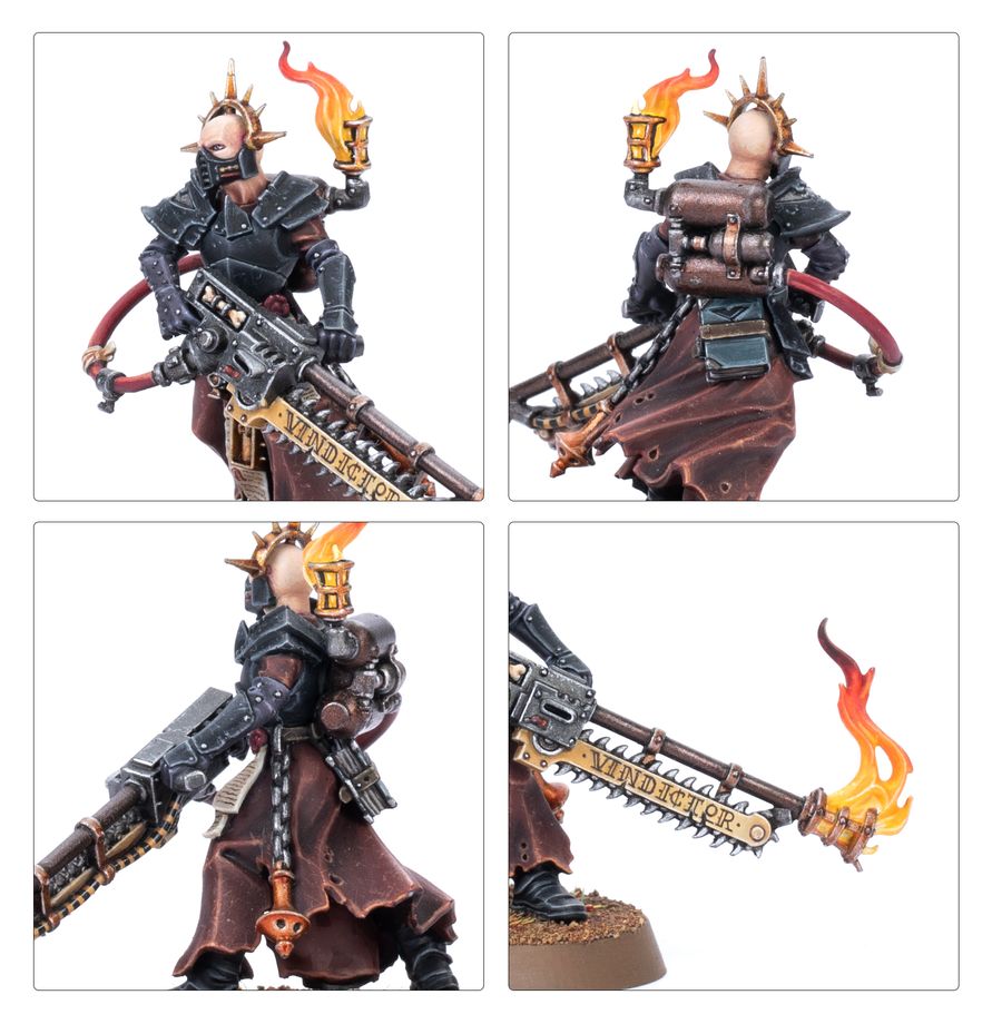 Warhammer 40k: Adepta Sororitas - Ministorum Priest with Vindictor Wächterfigur, Kriegerfigur, Flammenlanze, Rüstung, Säbel