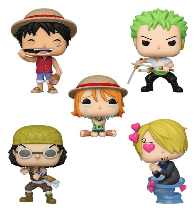 One Piece: POP Luffy/Zoro/Namu/Usopp/Sanji 5er Pack funky-pop, mini-figuren, sammlerfiguren, bunte-figuren, 5-pack
