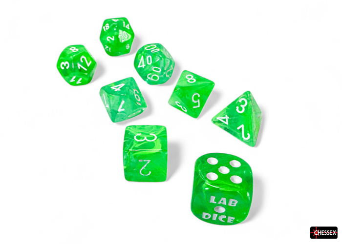 Lab Dice: Nebula Gelatinous/white 7 Würfelset
