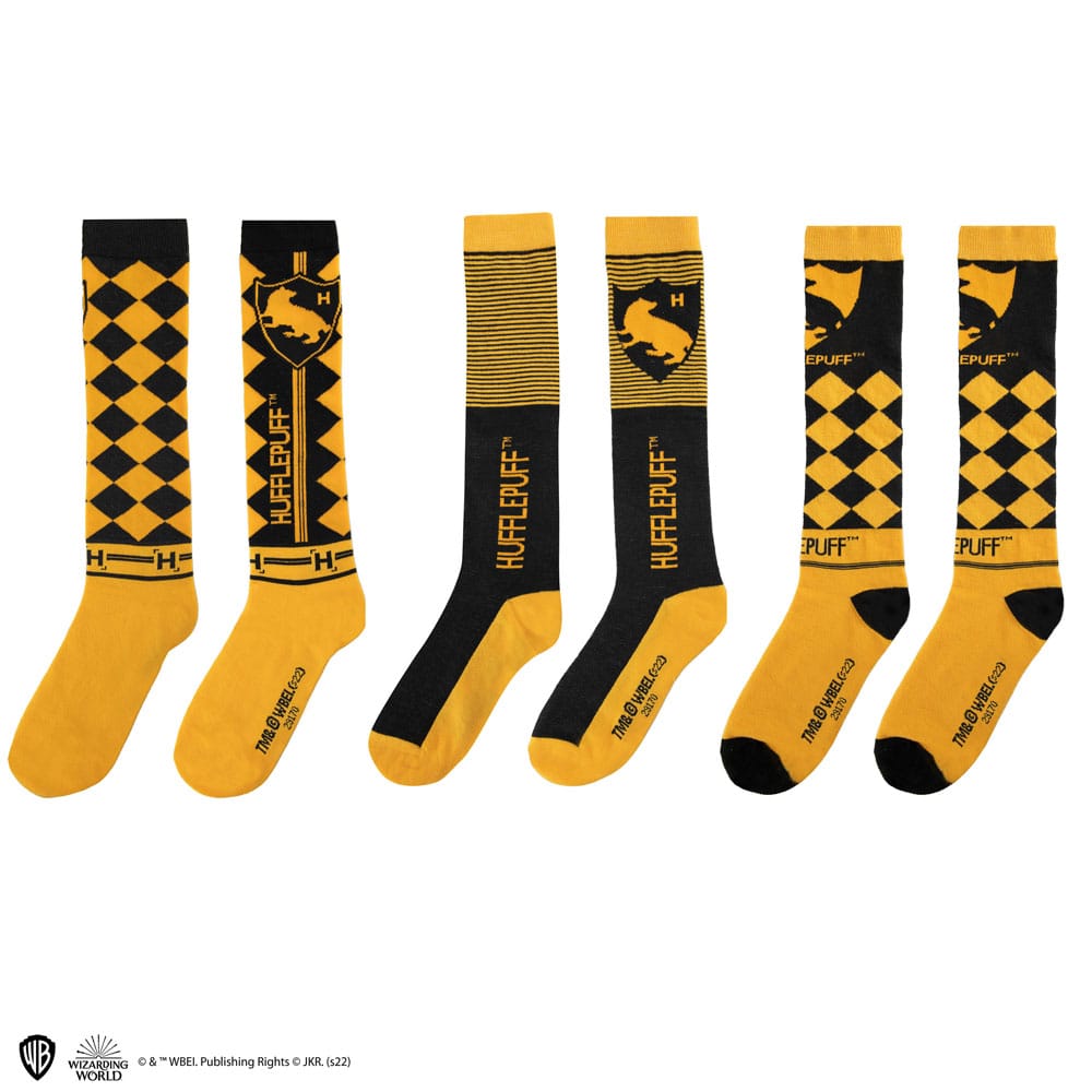 Harry Potter: Kniestrümpfe Hufflepuff 3er Pack (Gr.35-45)