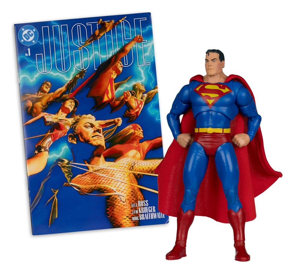 DC Direct AF: Superman (Justice #1) Page Punchers Red Platonum Edition Aktionsfigur, Superman, roteCape, blauerAnzug, Comic