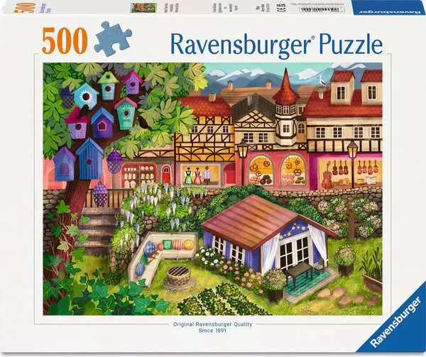 Puzzlemotiv, Ravensburger, Pflanzenvielfalt, Häuserzeile, Gartenlandschaft