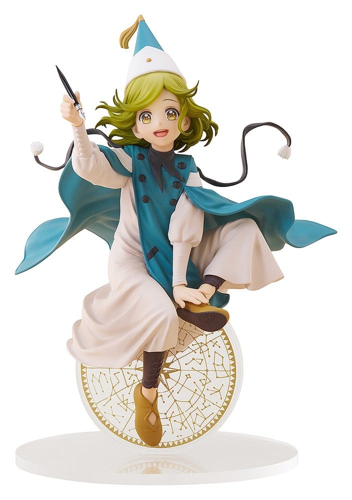 Figurine, Statue, Character figure, Wheeled motif, Blue cloak