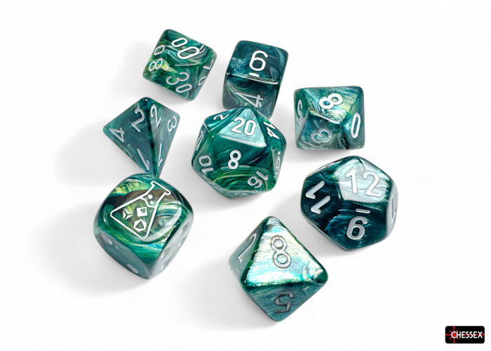 Lab Dice: Lustrous Neptune/grey 7 Würfelset