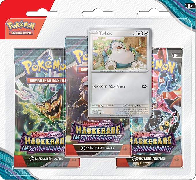 Pokémon CCG dt.: Karmesin & Purpur Maskerade im Zwielicht 3-Pack Blister (KP06) Pokémon CCG dt.: Karmesin & Purpur Maskerade im Zwielicht 3-Pack Blister (KP06)