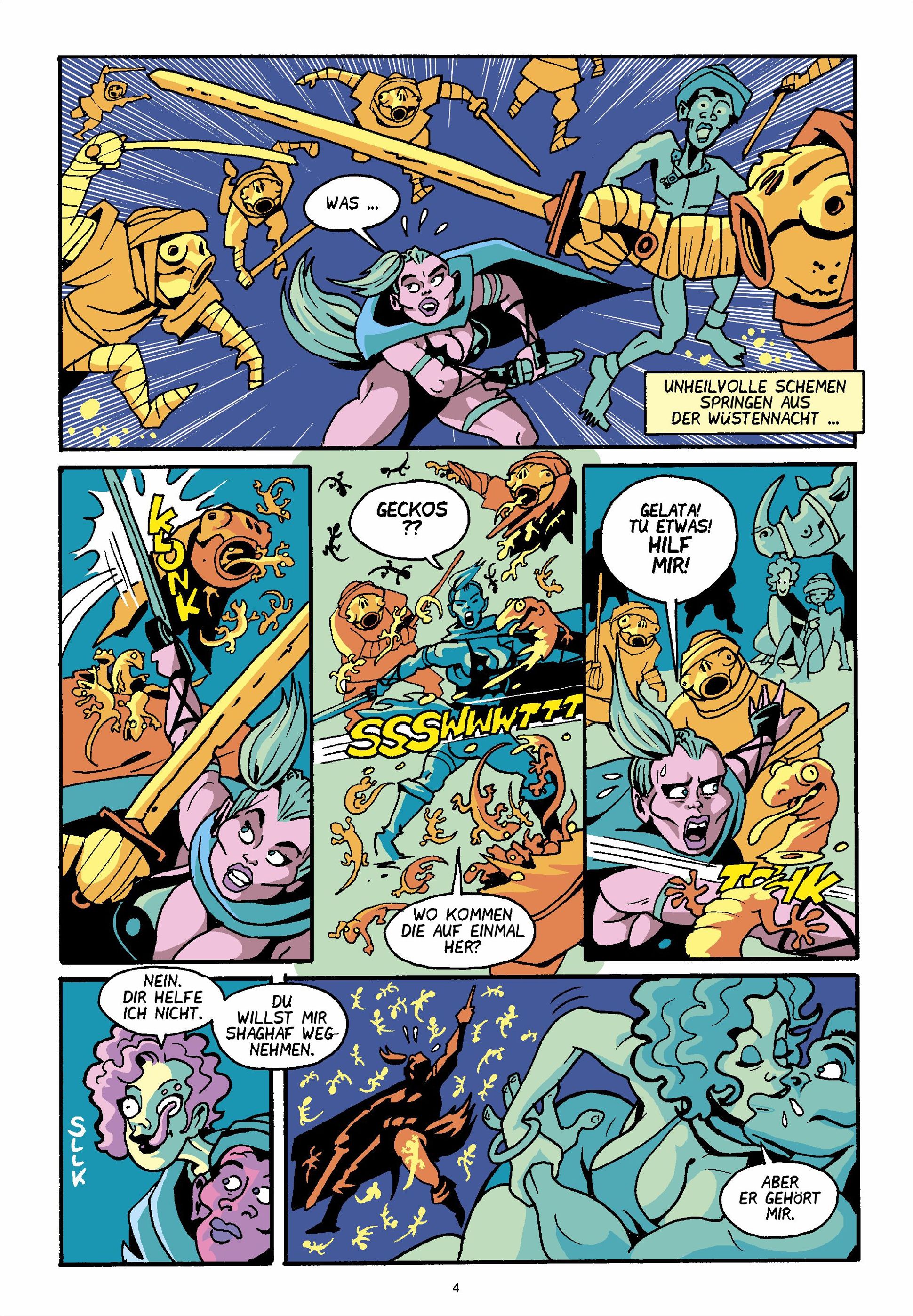 Comic, Space fantasy, Schwert, Lila-haired, Blauhäutig