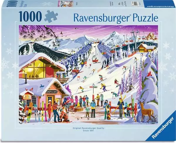 puzzle, 1000 pieces, winter, ski resort, mountain scene