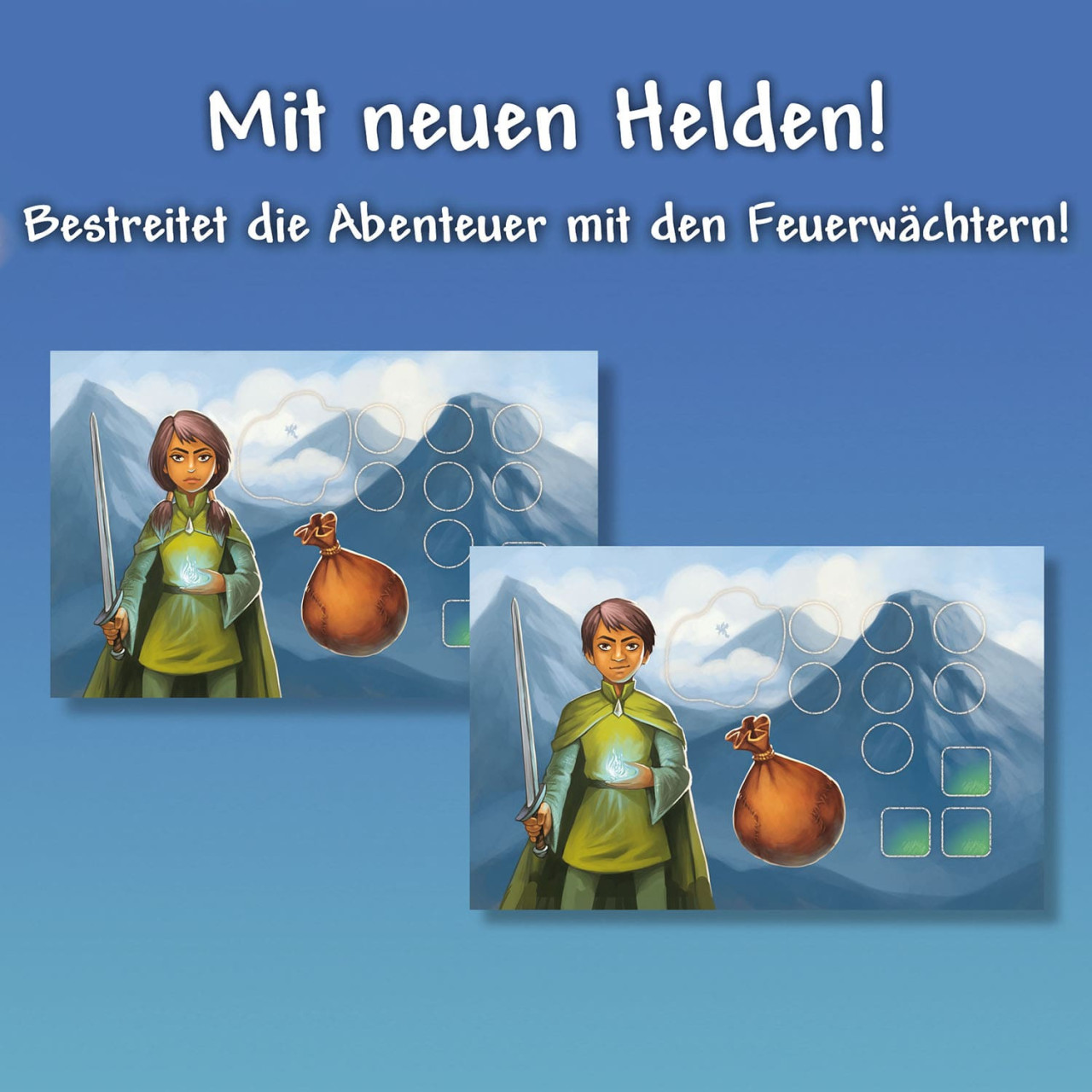 Andor Junior - Die Gefahr aus dem Schatten Erweiterung Kartenspiel, Held, Ritter, Geldbeutel, Berglandschaft