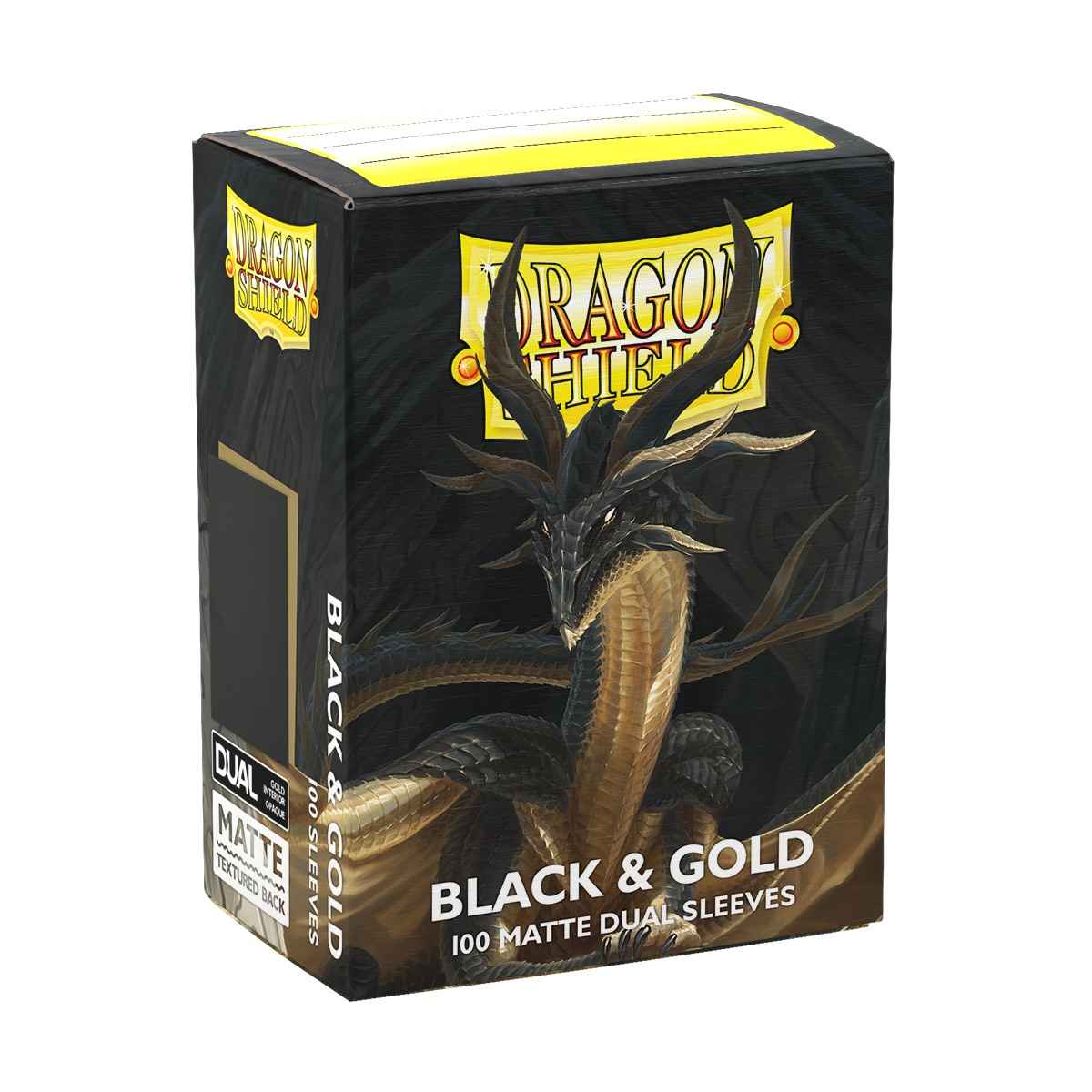 Dragon Shield - Matte Dual Black & Gold Dragons, Dragon Shield, Schwarz & Gold, Matt, 100 doppelseitige Umschläge