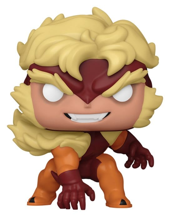 figurine, popvinyl, figurka, blonde Haare, orange Anzug