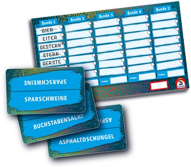 Ich seh' ein Wort Wandspiel, Wörterkarten, Buchstabensalat, Asphaltdschungel, Sparschwein