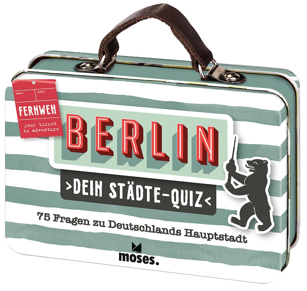 Fernweh Berlin Reisetasche, Berlin, Städtequiz, 75 Fragen, Metallkoffer