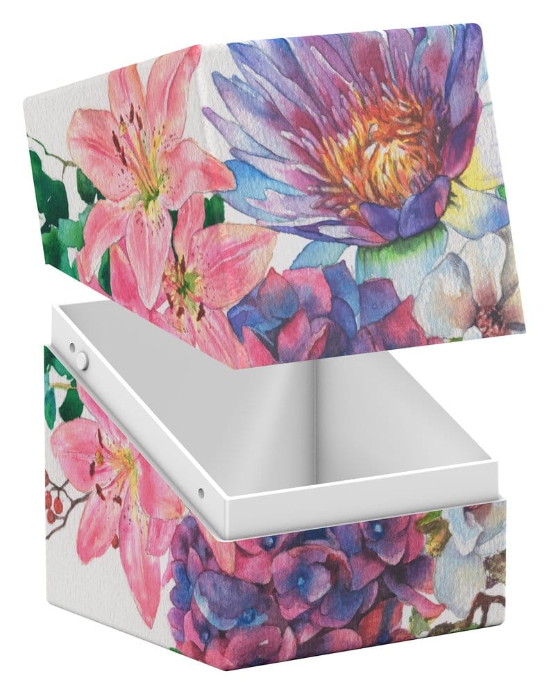 Ultimate Guard: Deckbox Boulder 100+ Floral Places - Lotus Bloom blumenmotif, farbintensiv, kleines schachtel, aufklappbar, schmuckbox