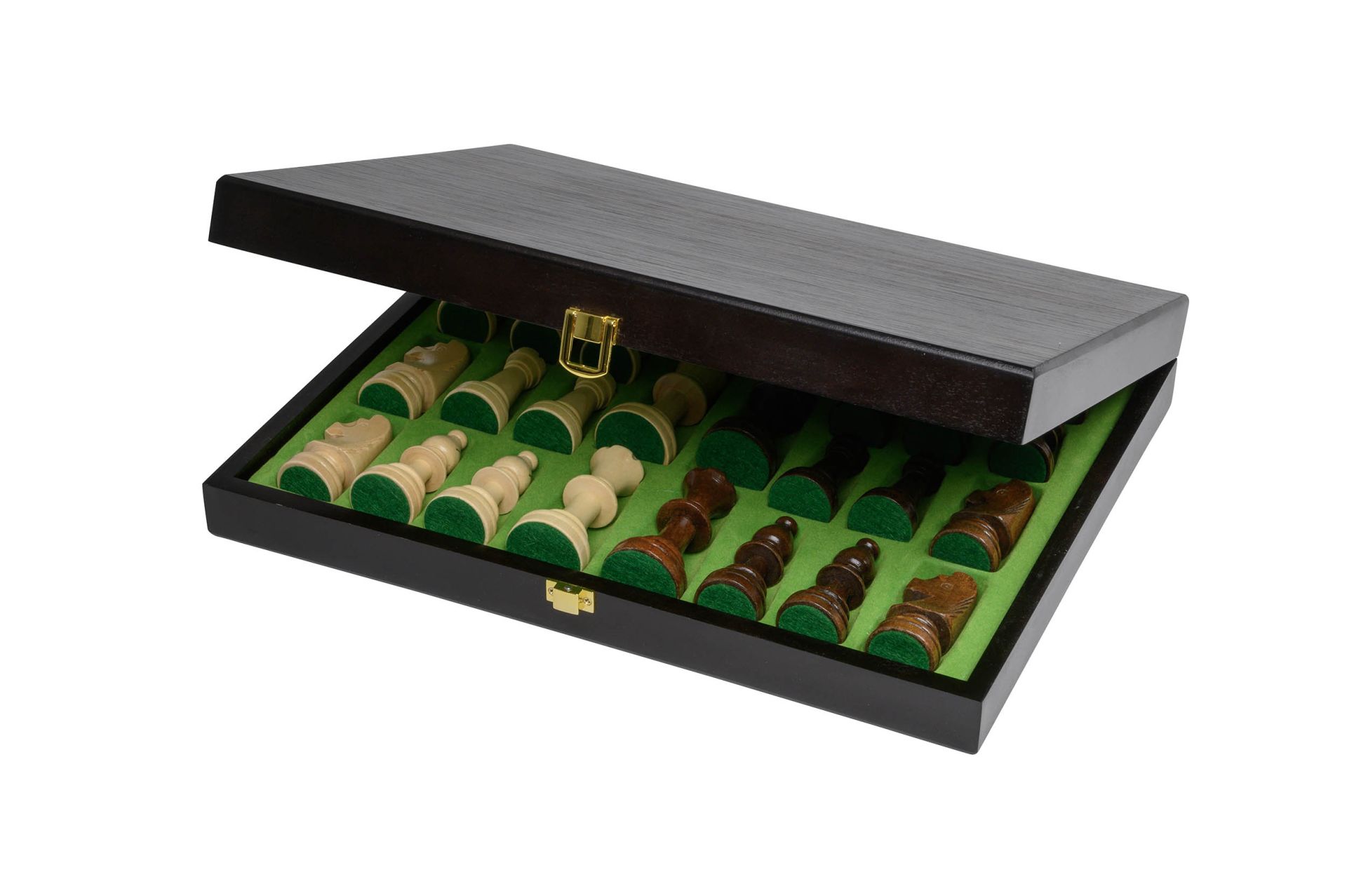 Schachset schwarz, Turnier, Feld 50 mm, mit Holzkassette für Schachfiguren Schachset schwarz, Turnier, Feld 50 mm, mit Holzkassette für Schachfiguren