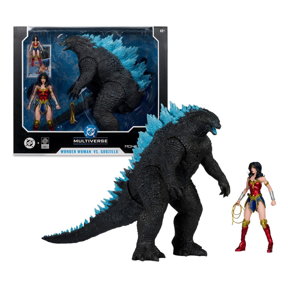 DC Multiverse AF: Wonder Woman vs. Godzilla Atomic Blast (Monsterverse) 18cm Erwachsener, Weiblich, Person, Frau, Dinosaurier