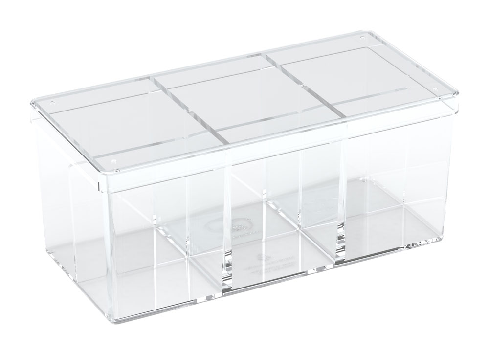 Ultimate Guard: Card Box Stack'n'Safe 480 Acrylbox, Aufbewahrungsbox, Schmuckbox, Transparent, 3-fach Unterteilung