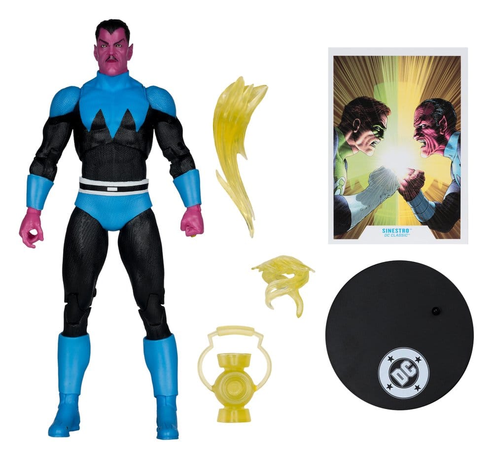DC Multiverse AF: Sinestro (DC Classic) 18cm action figure, superhero, blauer Anzug, rosa Hände, Zubehör