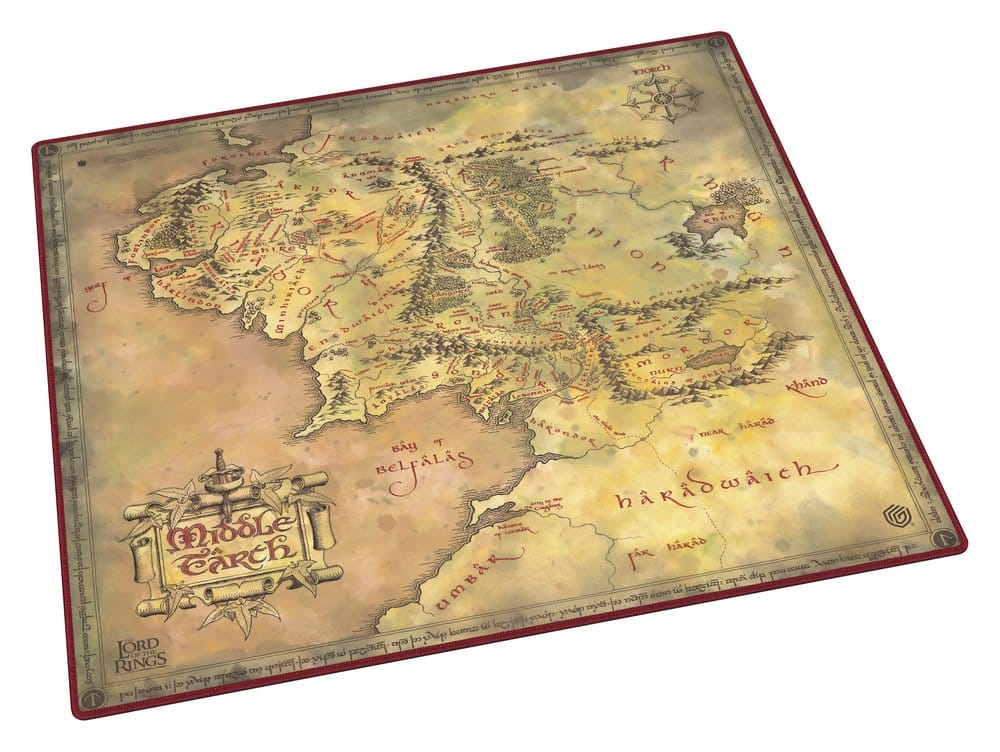 Ultimate Guard: Playmat Lord of the Rings - Middle-earth 61x61cm (Stitched Edges) Karte, Kartografie, Fantasy Karte, Weltkarte, Landkarte