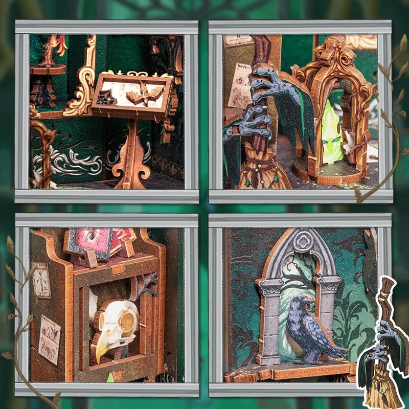 Booknook: The Darkness Herbarium handcrafted, wooden, diorama, ornament, spectacle