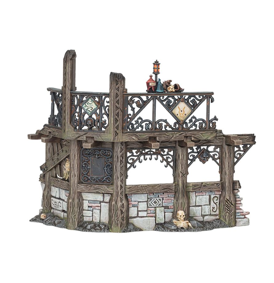 Age of Sigmar: Spearhead - City of Ash Gaming Pack dt. Diorama, Mauerwerk, Holzstruktur, Balkon, Schädel
