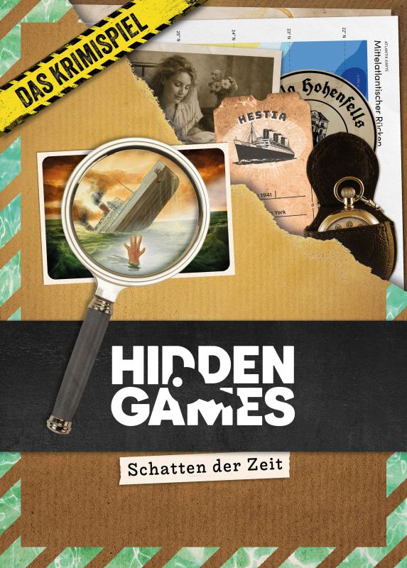 Hidden Games, Schatten der Zeit, Spionage, Karton Collage, Lupe