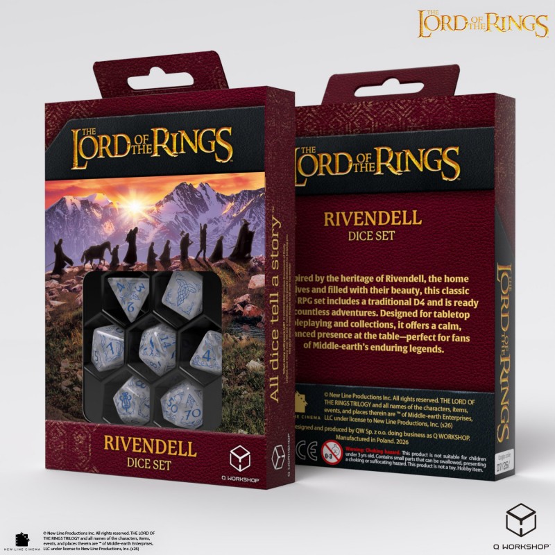 Lord of the Rings: Rivendell Dice Set - Stone Würfelset, Rivendell, Der Herr der Ringe, polyedrische Würfel, Tabletop-Spiele