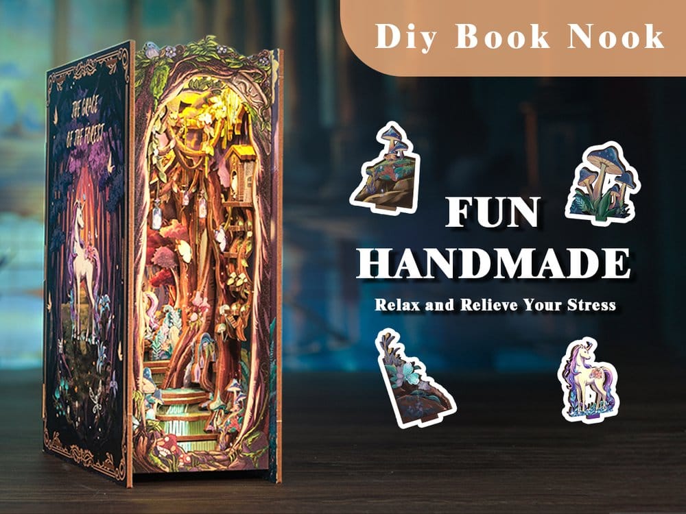 DIY Book Nook, Handmade, 3D Scene, Bücherregal, Unikat