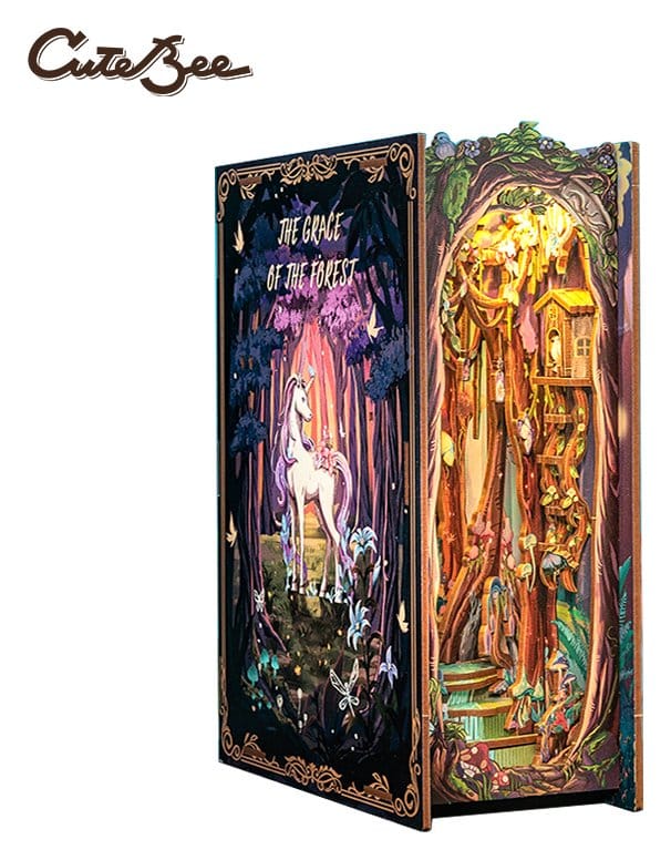 Puzzles, Magischer Wald, Einhorn, Holzkiste, 3D-Puzzle