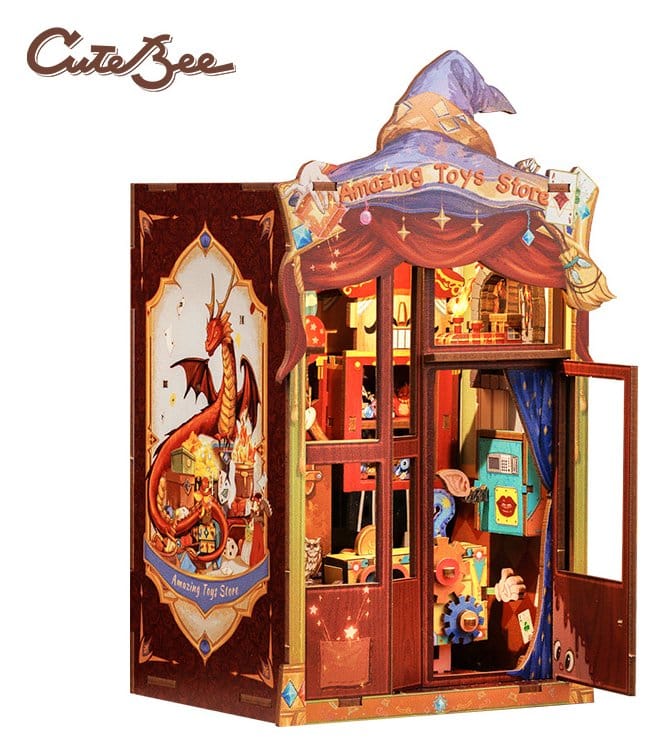 Booknook: Amazing Toy Store Kinderpuppe, Tierspielzeug, Puppenhaus, Treibendes Zirkus-Setting, Holzspielzeug